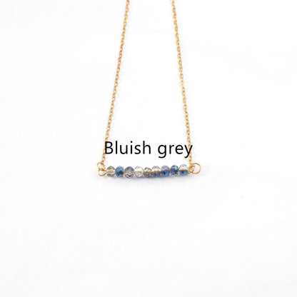 4mm Glass Stone Necklace Stainless Steel Chain