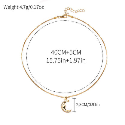 Fashion Diamond Moon Necklace Simple Alloy Women