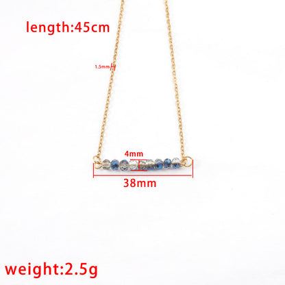 4mm Glass Stone Necklace Stainless Steel Chain