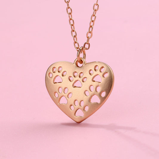 Heart Cat's Paw Necklace Hollow Design Alloy