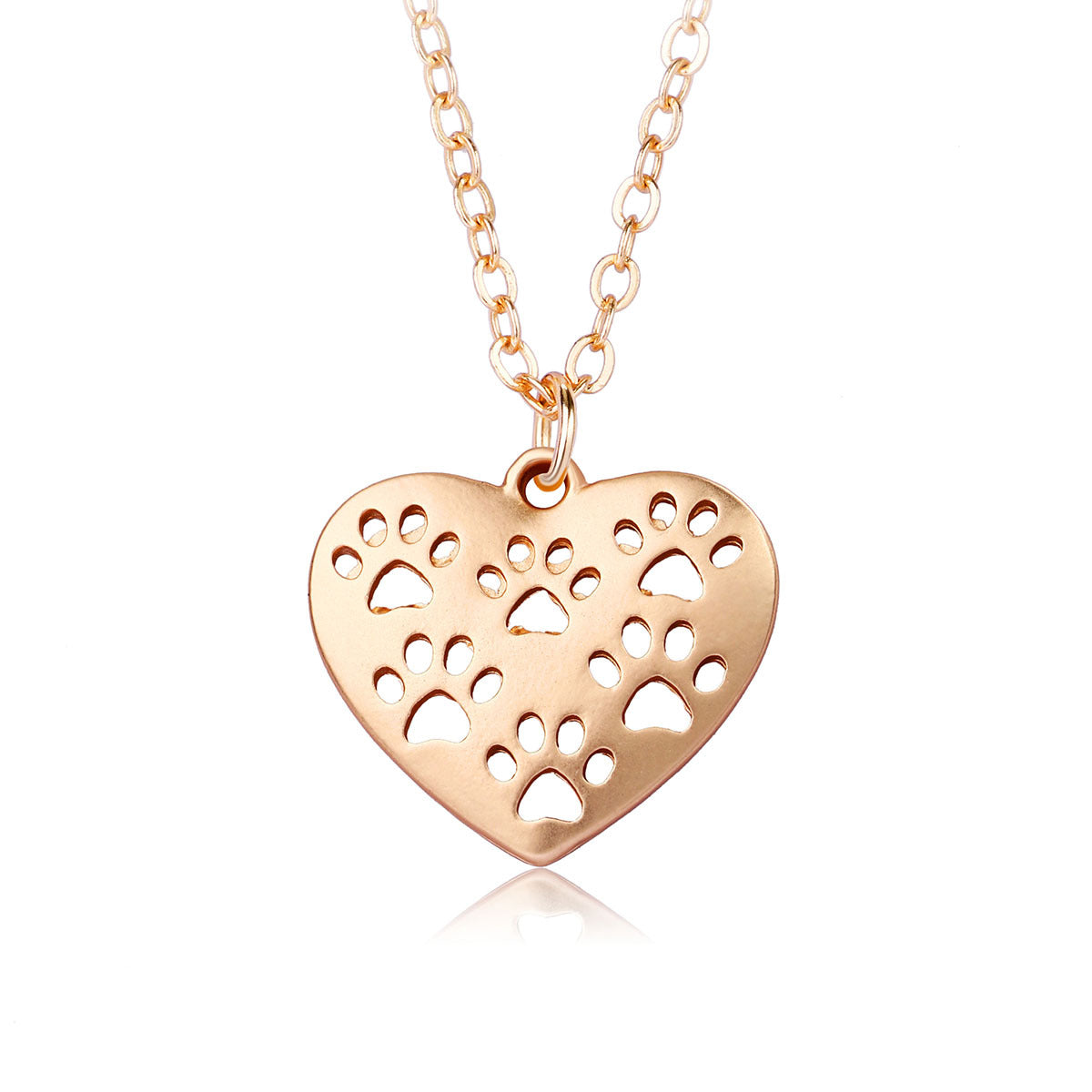 Heart Cat's Paw Necklace Hollow Design Alloy