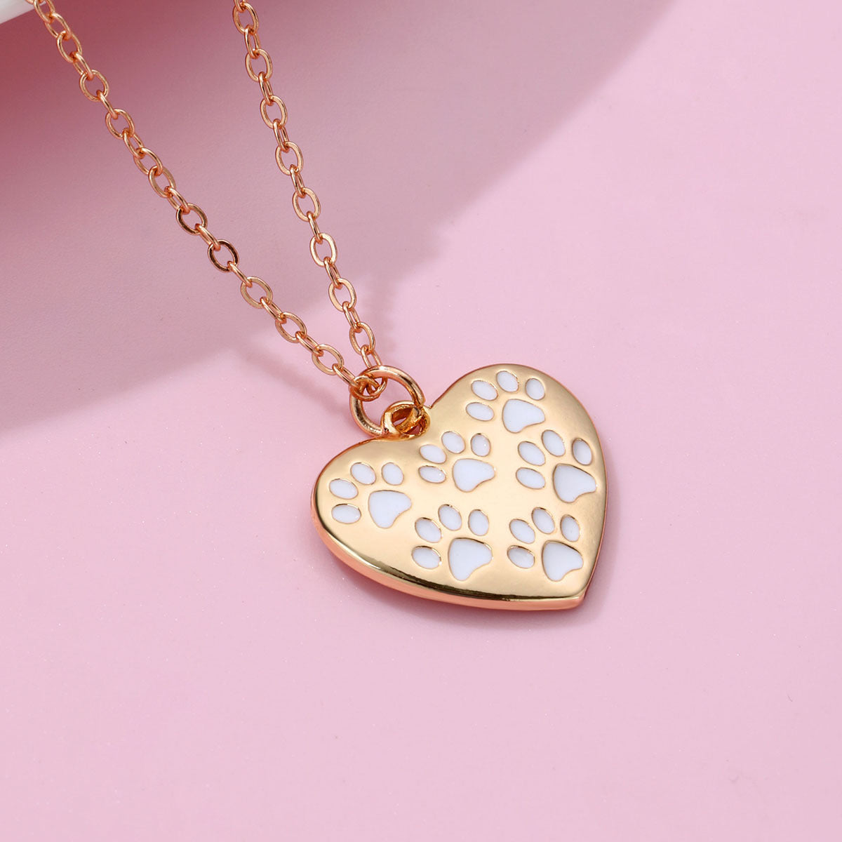 Heart Cat's Paw Necklace Simple Alloy Dripping Oil