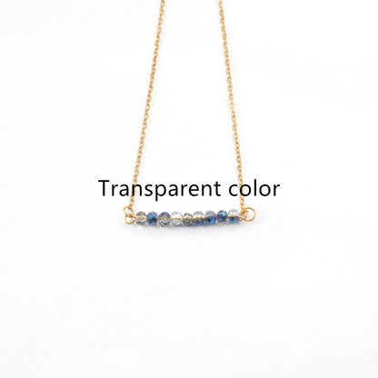 4mm Glass Stone Necklace Stainless Steel Chain